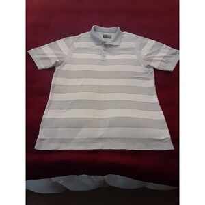 Callaway Men's Opti Dry Gray & Wht Stripe Luxury Cotton "V" Golf Polo Sz Large